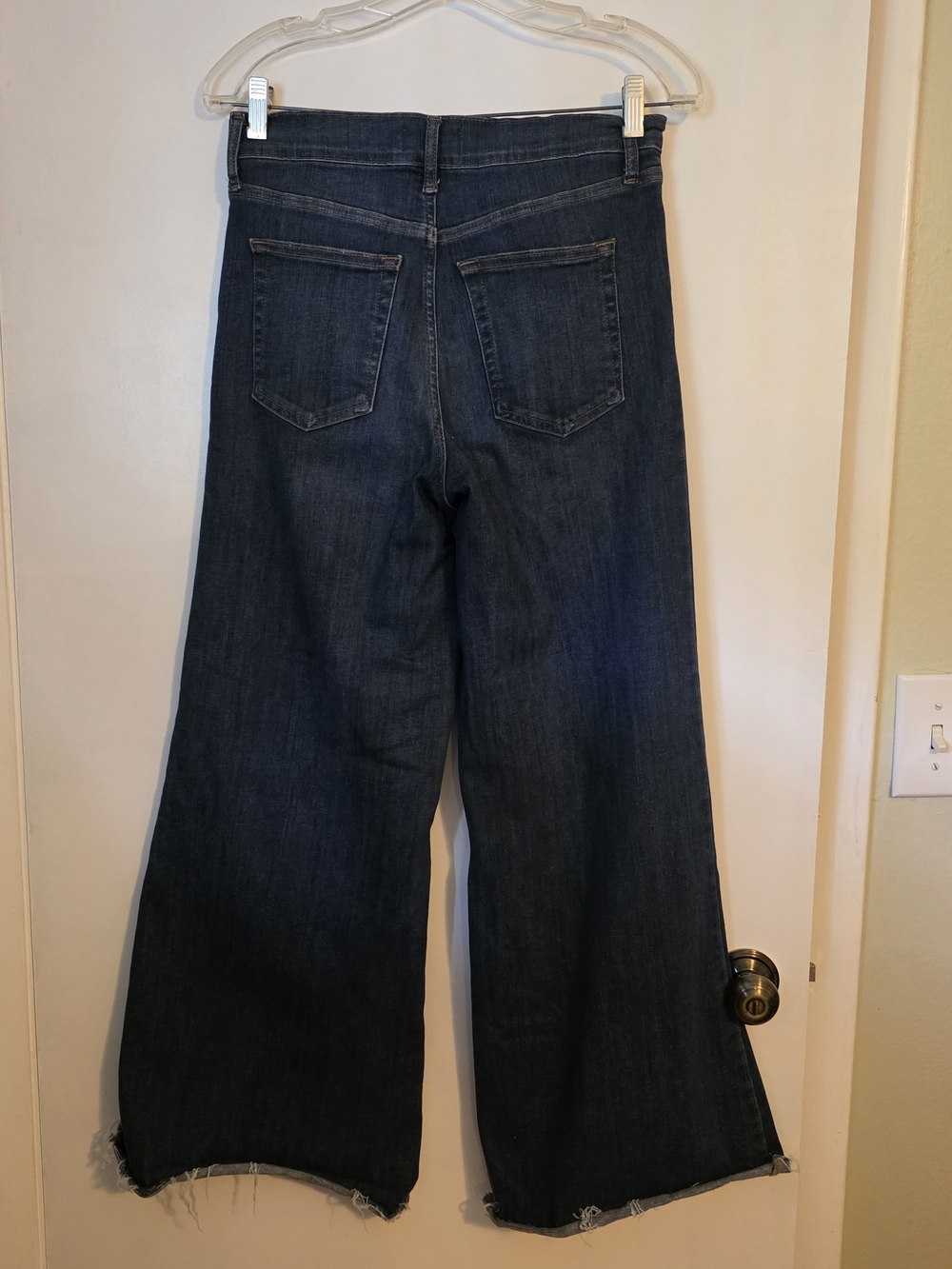 FRAME Le Slim Palazzo Women's Mid Rise Jeans Aspire Raw After Stretch Wide Leg